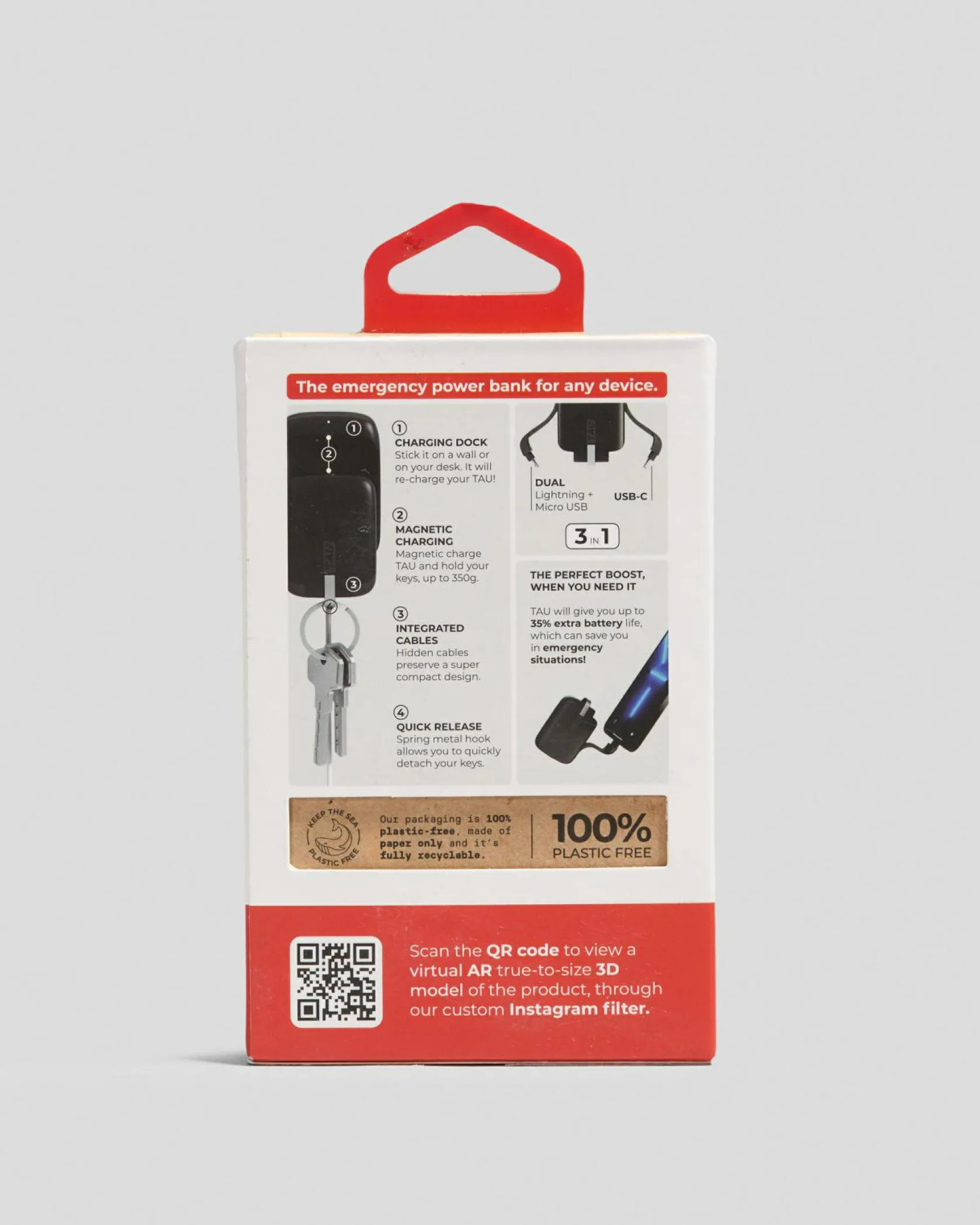 Rolling Square 3 In 1 Keyring Powerbank 1400mAh Black Clearance