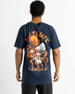 Salty Life Abyss T-Shirt Navy Acid Discount
