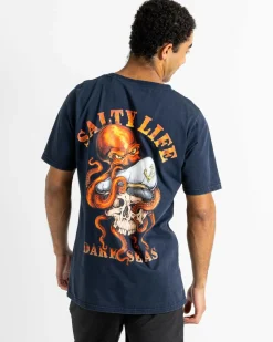 Salty Life Abyss T-Shirt Navy Acid Discount