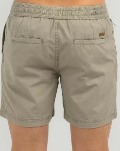 Lucid Activity Elastic Waist Shorts Tan