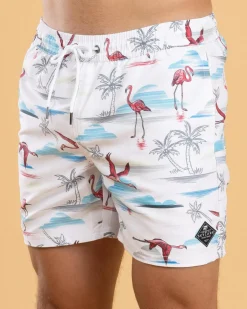 Skylark Alcove Elastic Waist Board Shorts White Discount