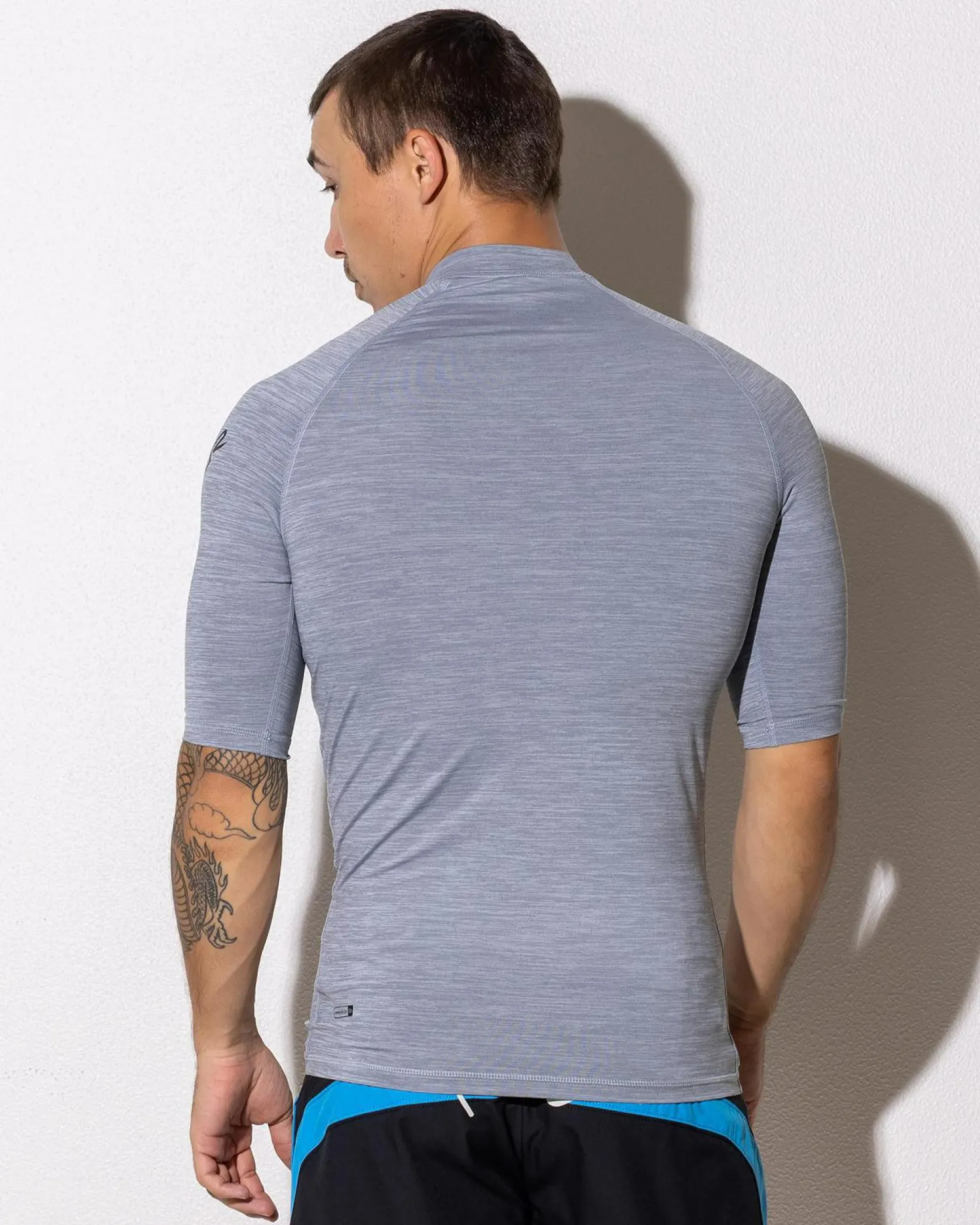 Quiksilver All Time Short Sleeve Rash Vest Quarry Heather New