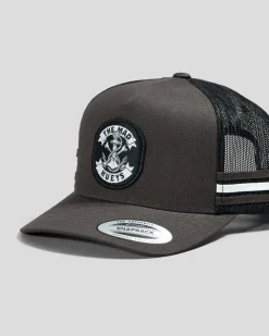 The Mad Hueys Anchor Bones Twill Trucker Cap Charcoal