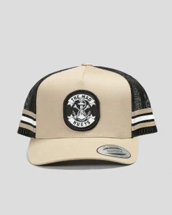 The Mad Hueys Anchor Bones Twill Trucker Cap Tan New