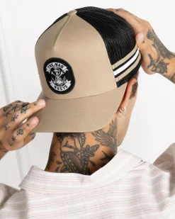 The Mad Hueys Anchor Bones Twill Trucker Cap Tan New