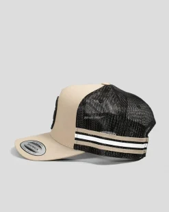 The Mad Hueys Anchor Bones Twill Trucker Cap Tan New