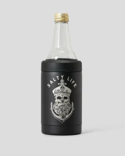 Salty Life Anchors Insulated Stubby Cooler Black Clearance