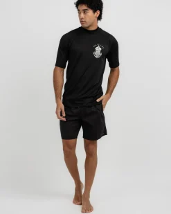Salty Life Anchors Short Sleeve Rash Vest Black Hot