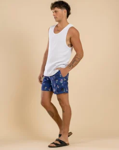 Lucid Animate Elastic Waist Shorts Navy Hot