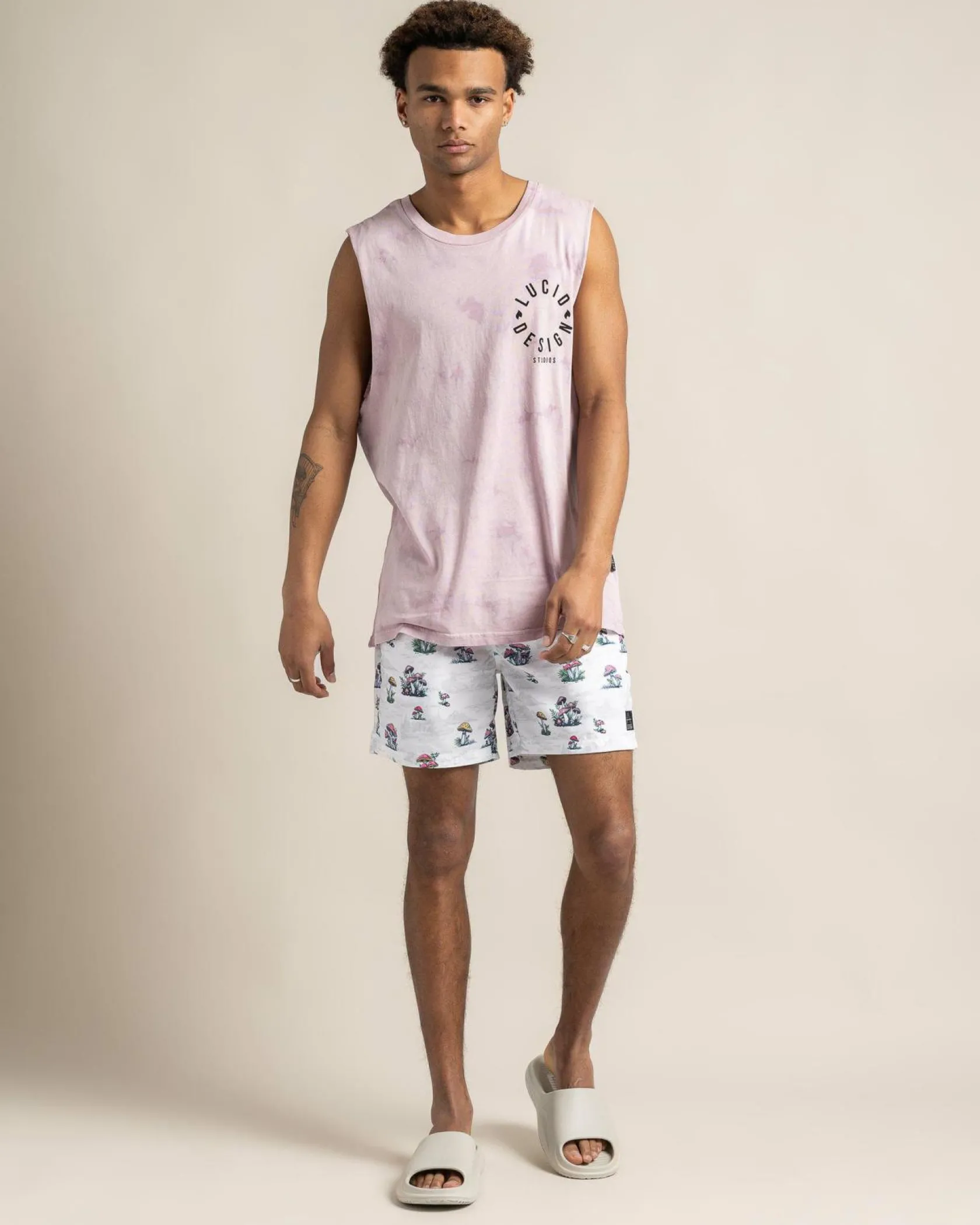Lucid Animate Elastic Waist Shorts White Outlet