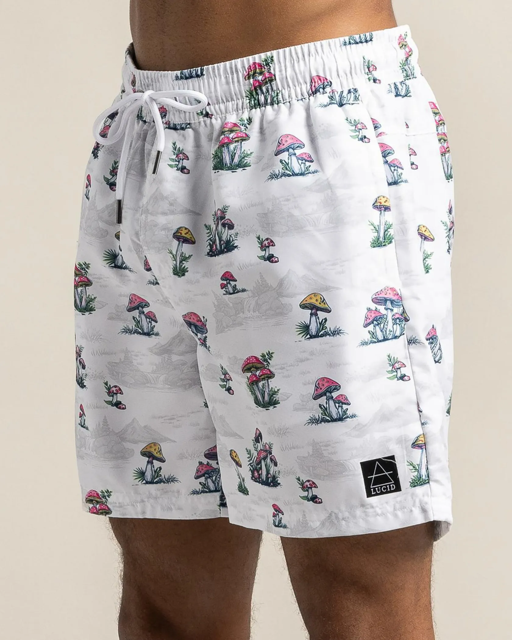 Lucid Animate Elastic Waist Shorts White Outlet