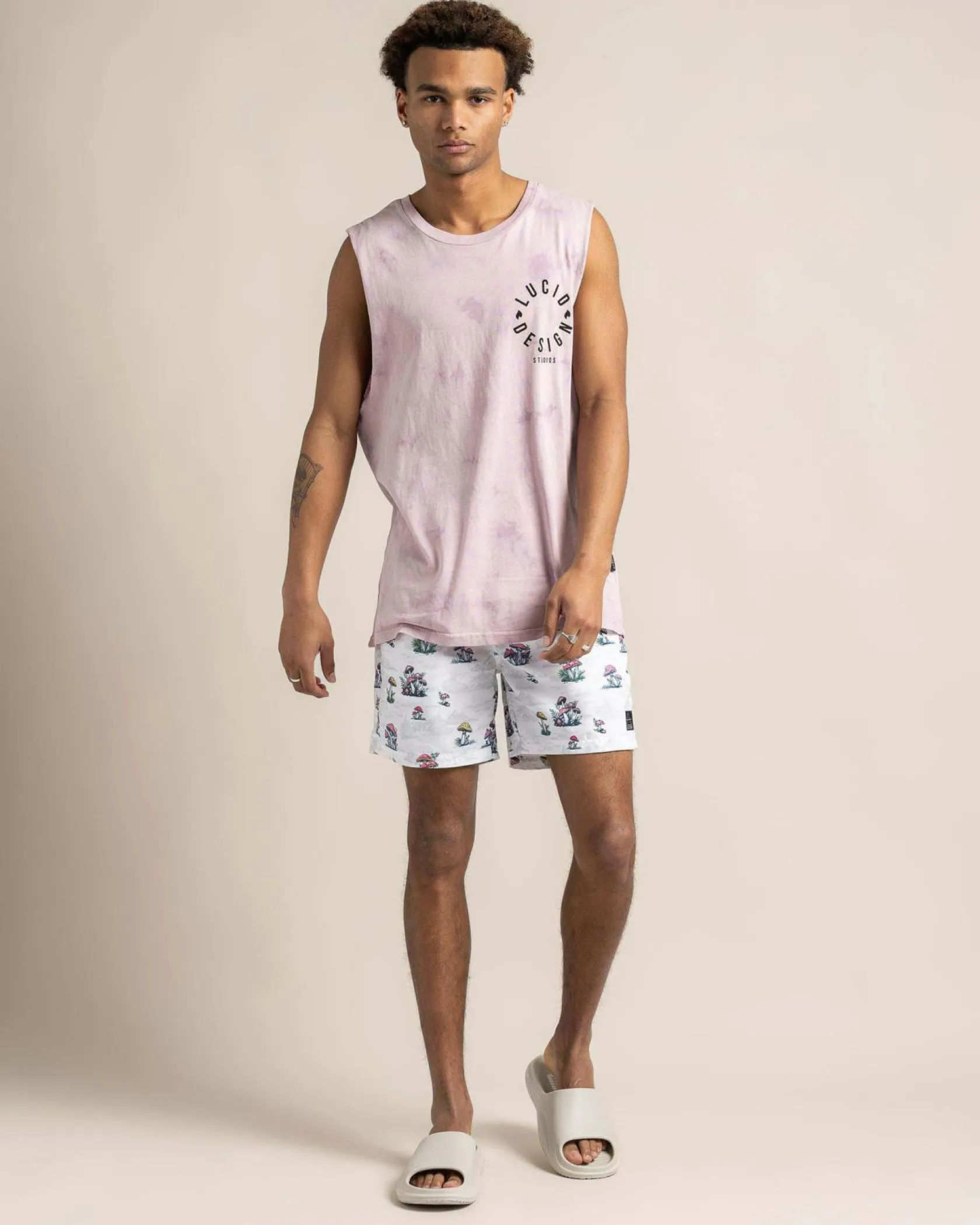 Lucid Animate Elastic Waist Shorts White Outlet