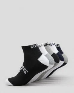 Billabong Ankle Socks 5 Pack Multi Clearance