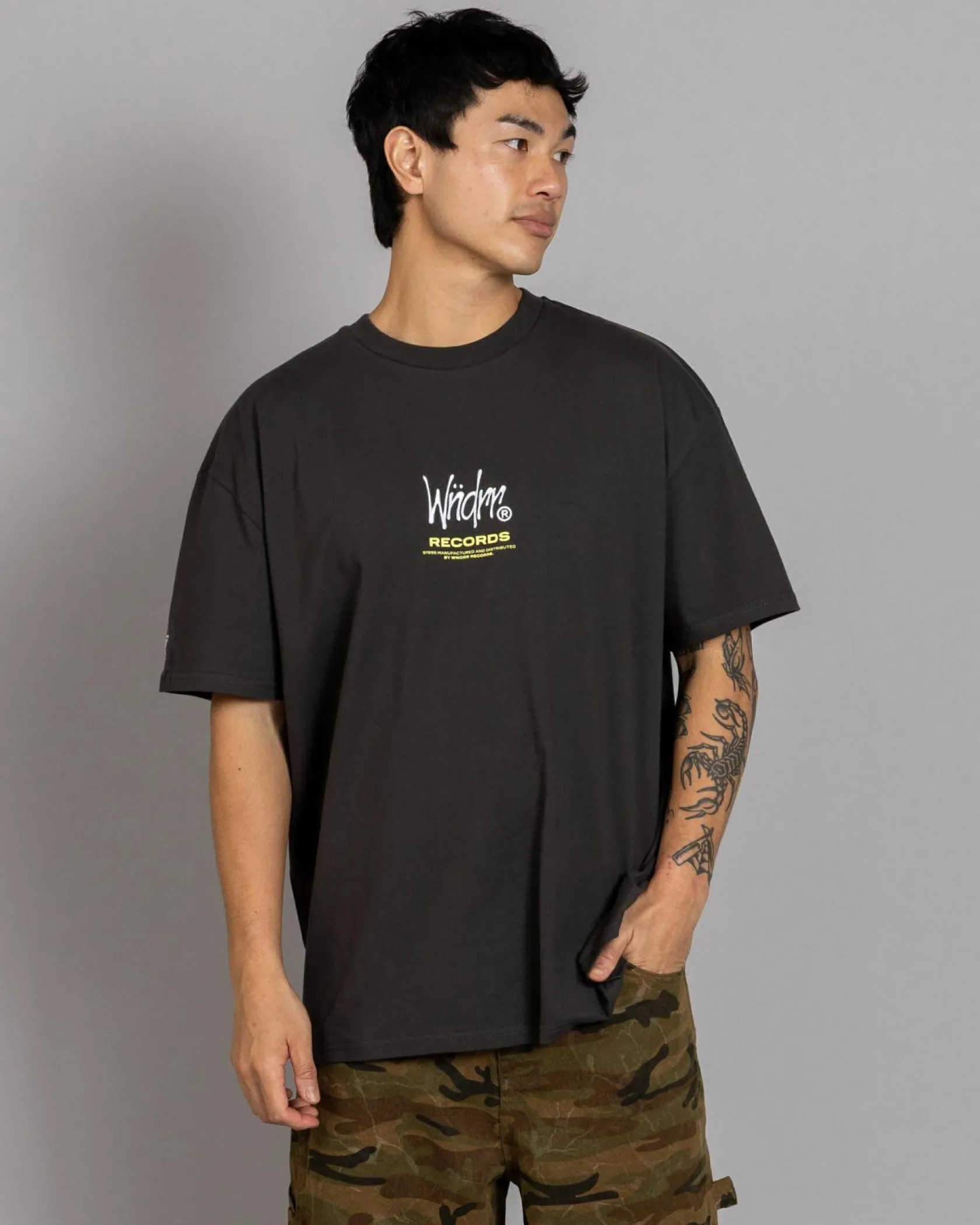 Wndrr Atlantic Box Fit T-Shirt Faded Black New