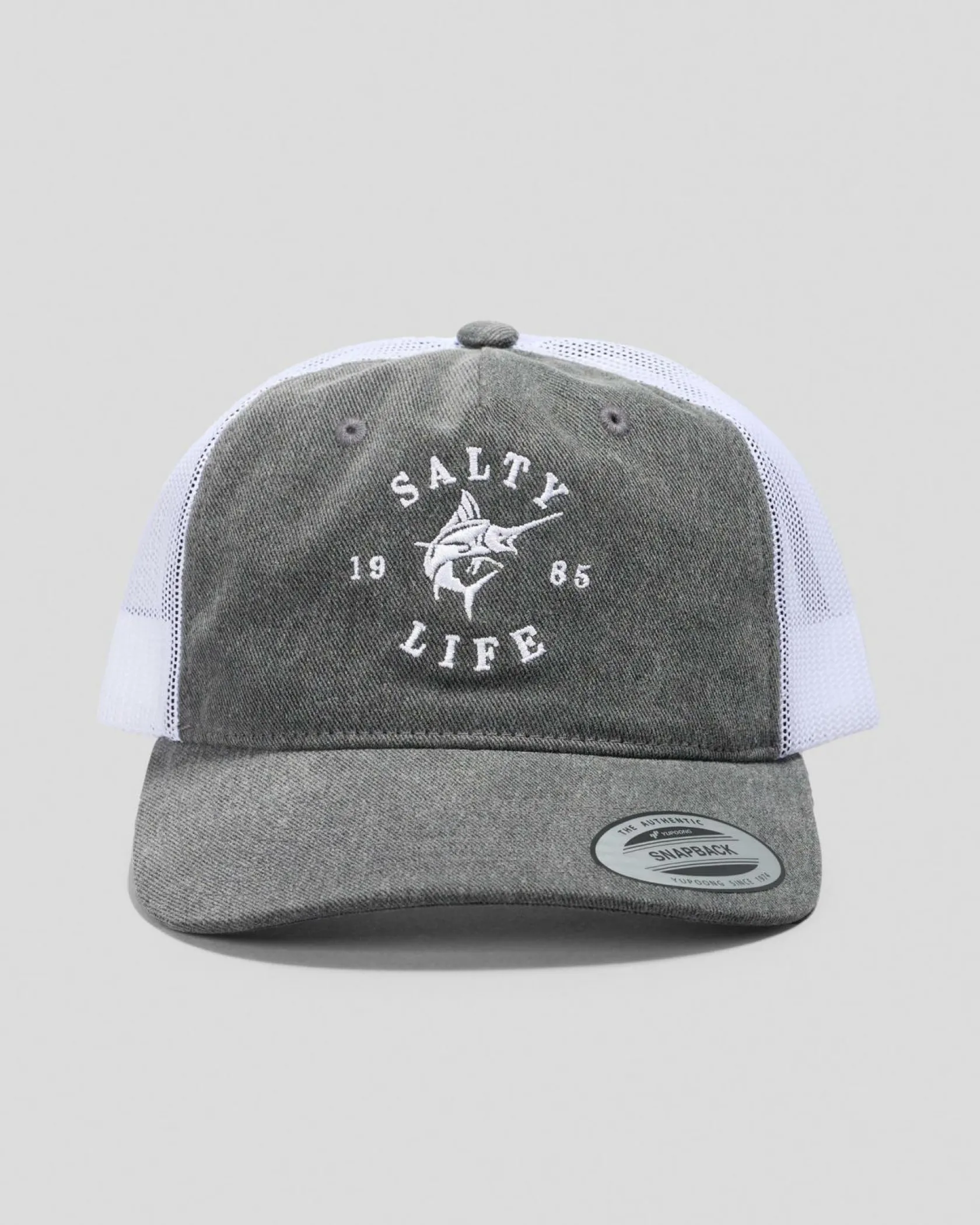 Salty Life Barnacle Trucker Cap Washed Black Denim Hot