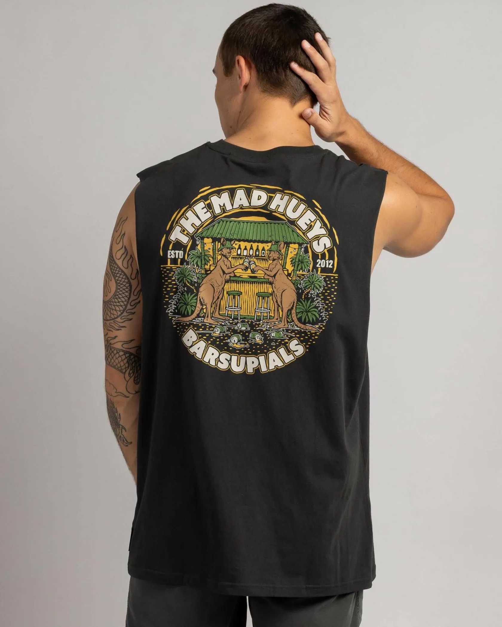 The Mad Hueys Barsupials Muscle Tank Vintage Black