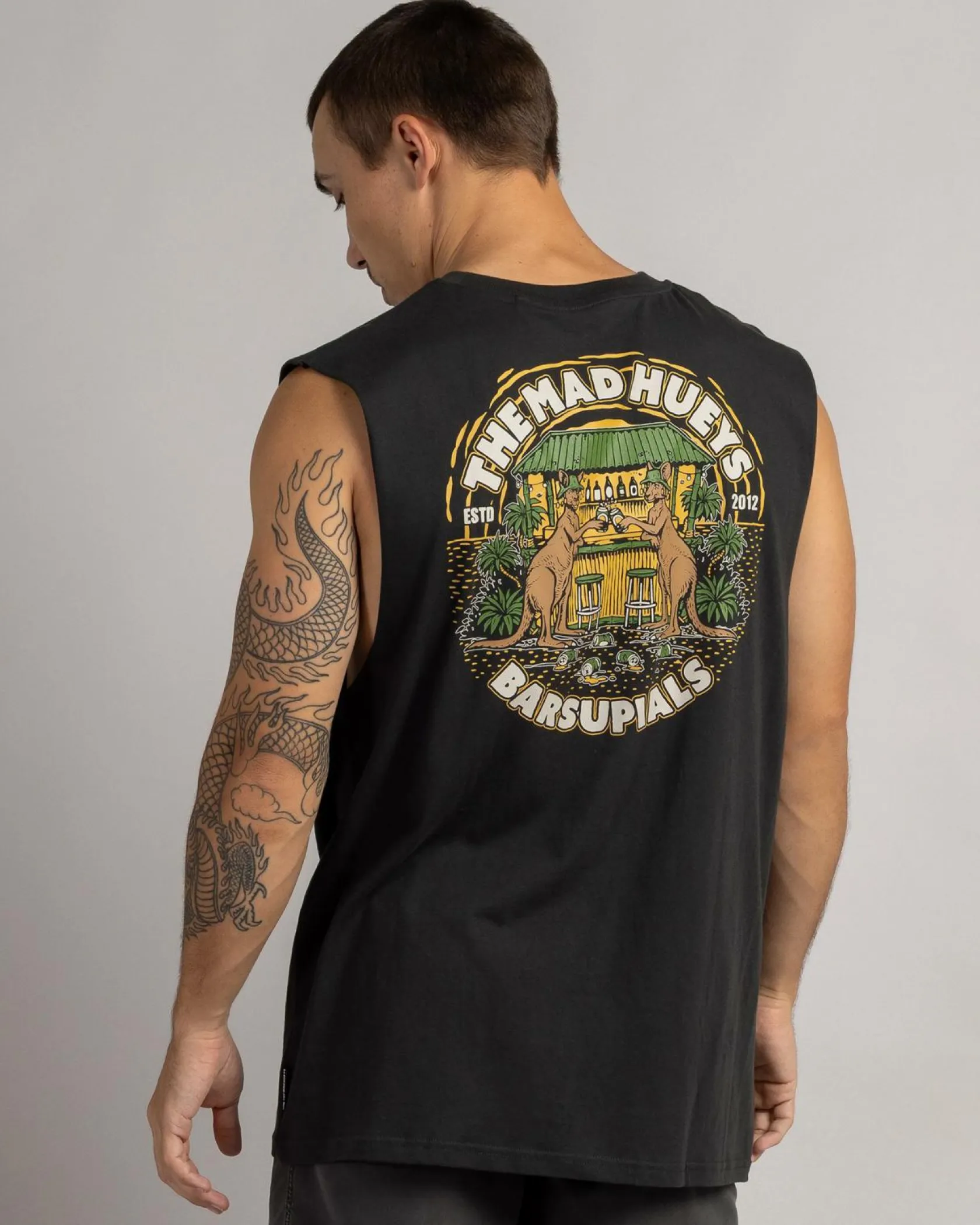 The Mad Hueys Barsupials Muscle Tank Vintage Black