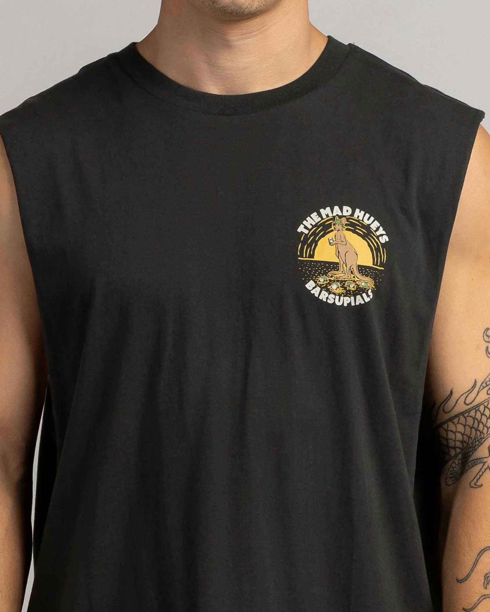 The Mad Hueys Barsupials Muscle Tank Vintage Black