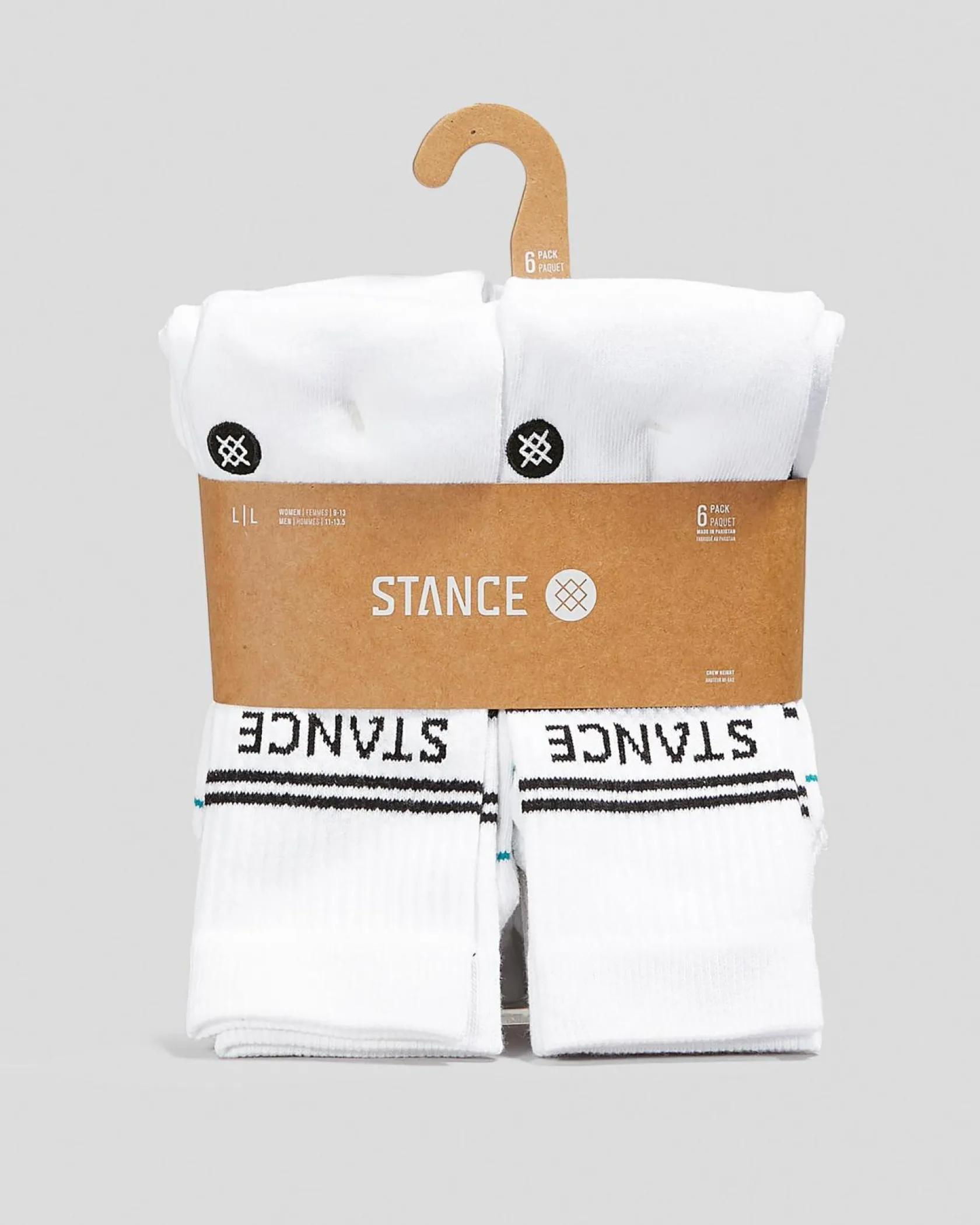 Stance Basic Crew Socks 6 Pack White Clearance