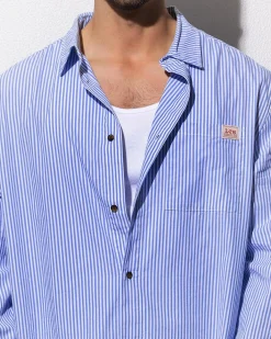 Lee Bateman Long Sve Shirt Sky Blue Stripe Best