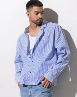 Lee Bateman Long Sve Shirt Sky Blue Stripe Best