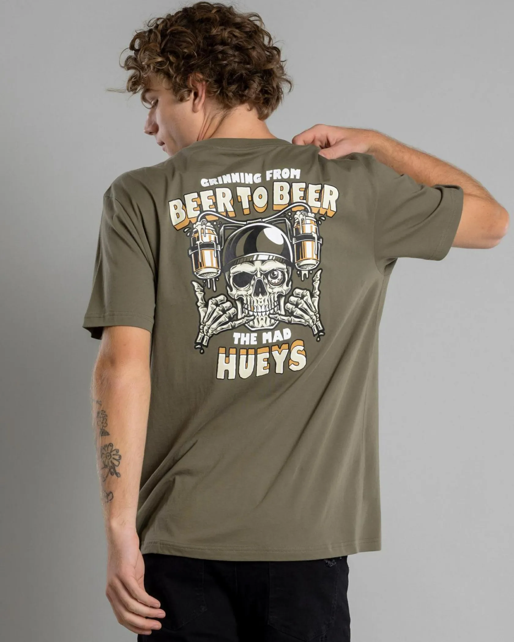 The Mad Hueys Beer To Beer T-Shirt Olive Clearance