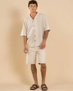 Rhythm Benny Relaxed Short Sleeve Shirt Cream Outlet