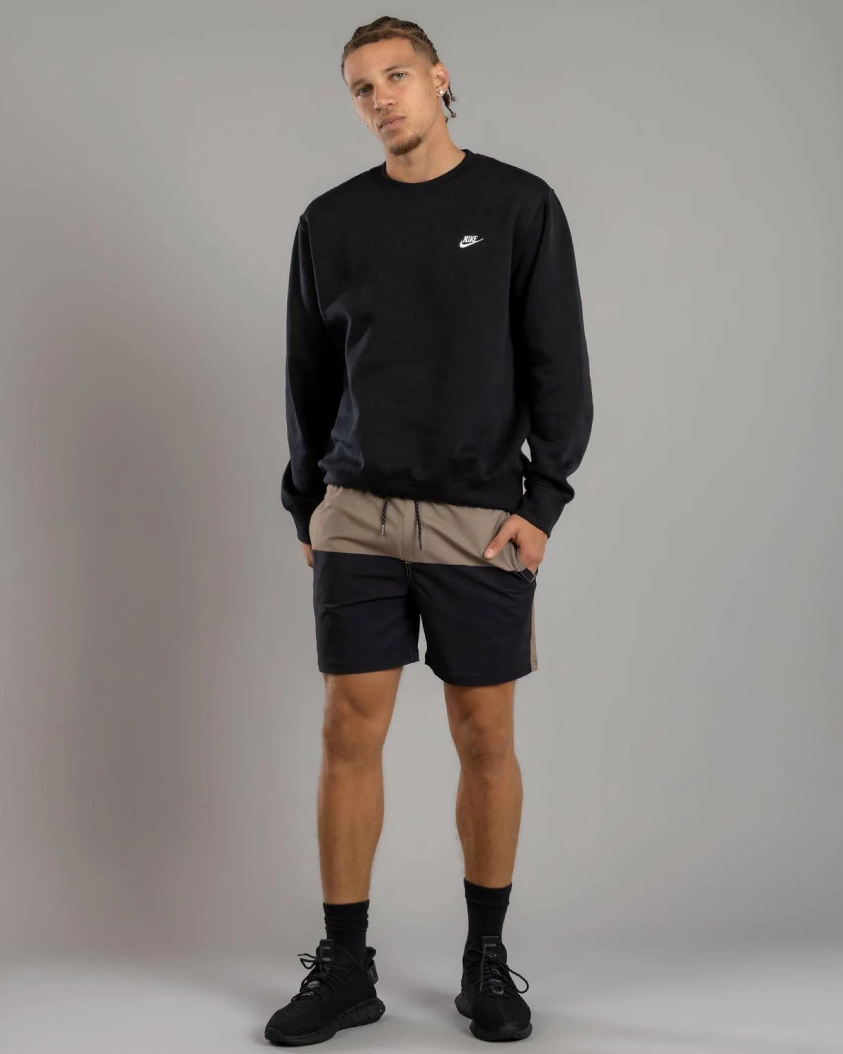 Sparta Bicolour Elastic Waist Shorts Black/sand Sale