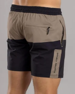 Sparta Bicolour Elastic Waist Shorts Black/sand Sale