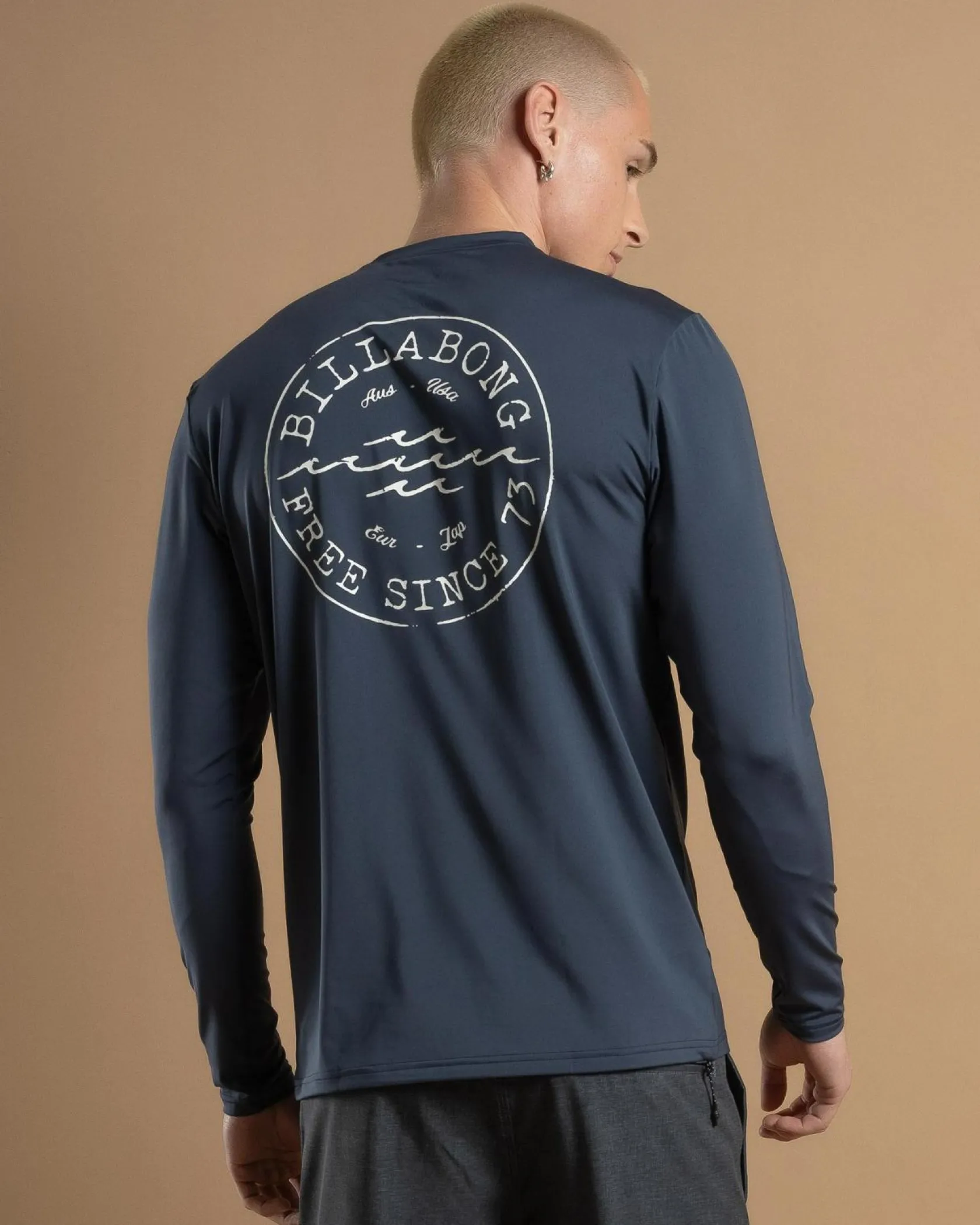Billabong Big Wave Daz Long Sleeve Rash Vest Dusty Navy Outlet