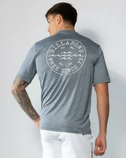 Billabong Big Wave Daz Short Sleeve Rash Vest Navy Heather New