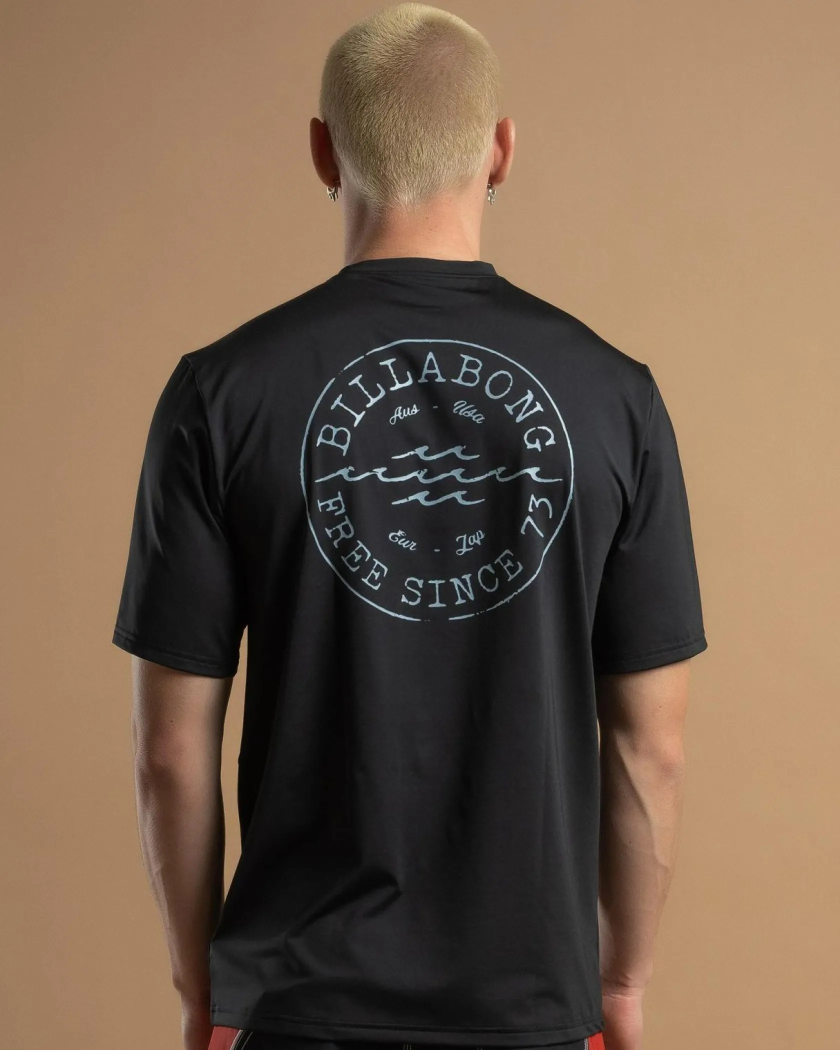 Billabong Big Wave Daz Short Sleeve Rash Vest Black New