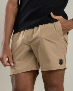 Skylark Bind Elastic Waist Shorts Tan Sale