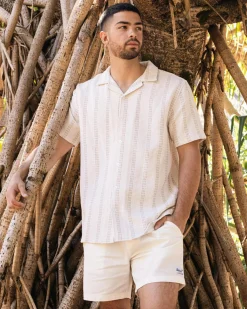 Skylark Bliss Short Sleeve Shirt Off White/tan Clearance