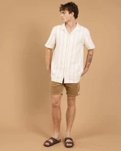 Skylark Bliss Short Sleeve Shirt Off White/tan Clearance