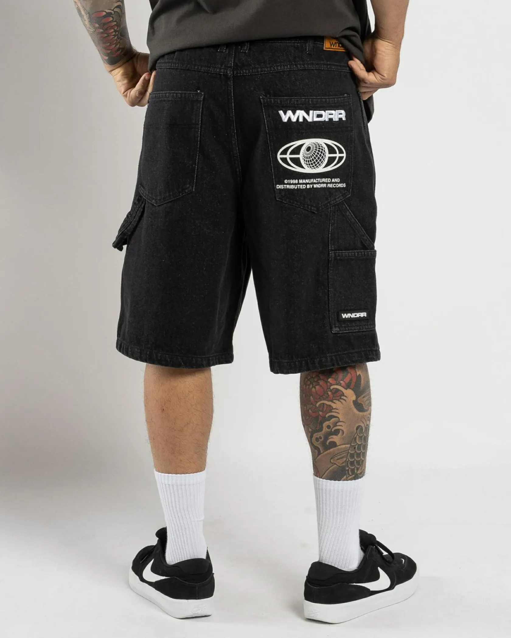 Wndrr Booster Denim Shorts Washed Black Outlet