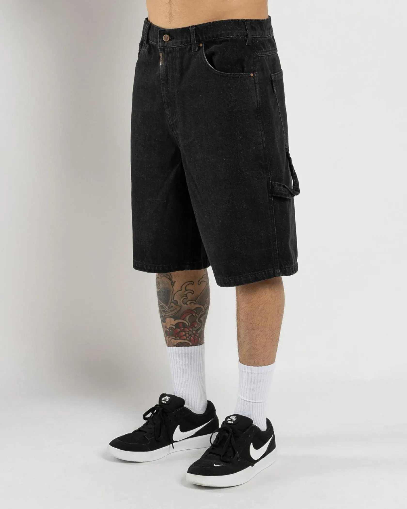 Wndrr Booster Denim Shorts Washed Black Outlet