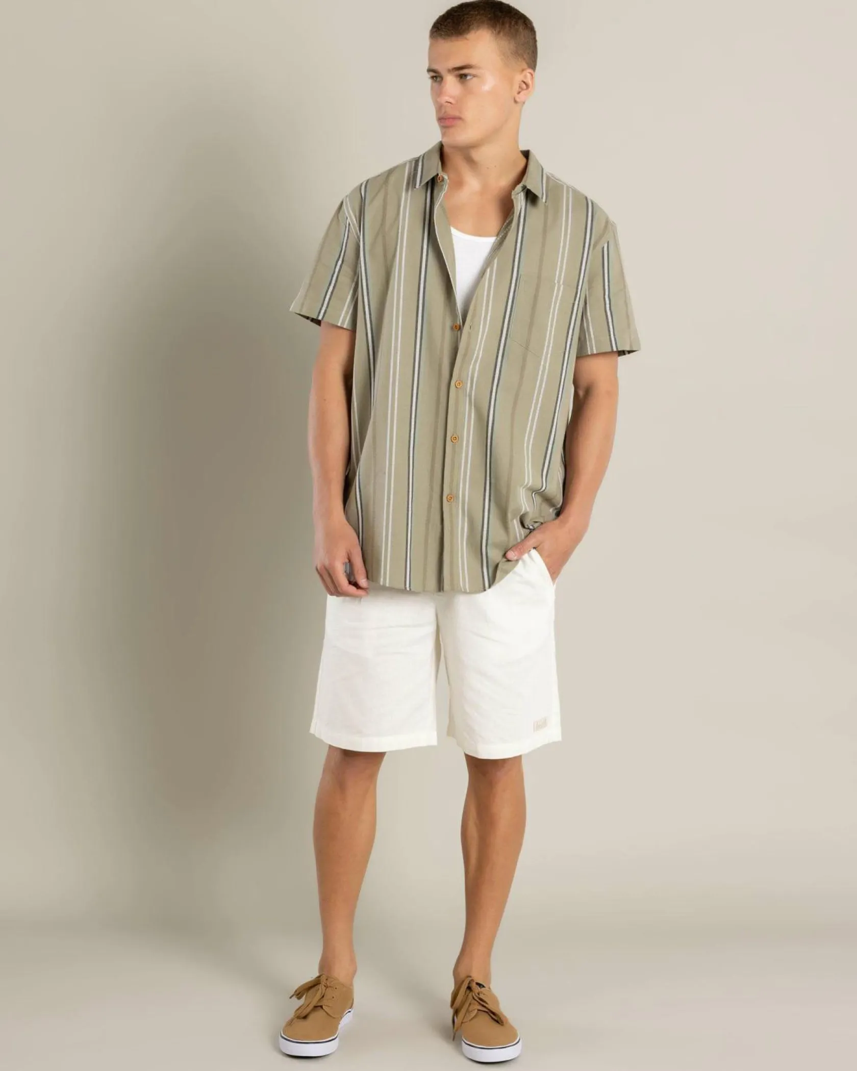 Lucid Botany Short Sleeve Shirt Olive Online