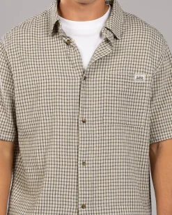 Lee Boxcutter Short Sve Shirt Ecru Check Sale