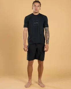 Billabong Boxed Arch Short Sleeve Rash Vest Stealth Hot