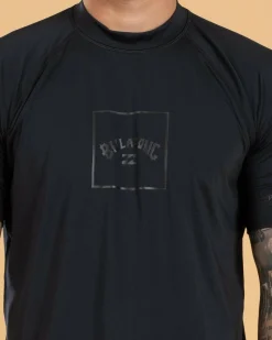 Billabong Boxed Arch Short Sleeve Rash Vest Stealth Hot