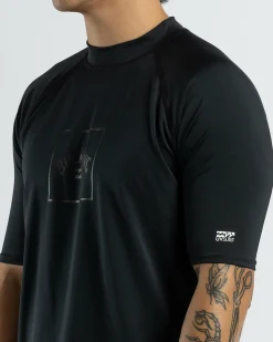 Billabong Boxed Arch Short Sleeve Rash Vest Stealth Hot