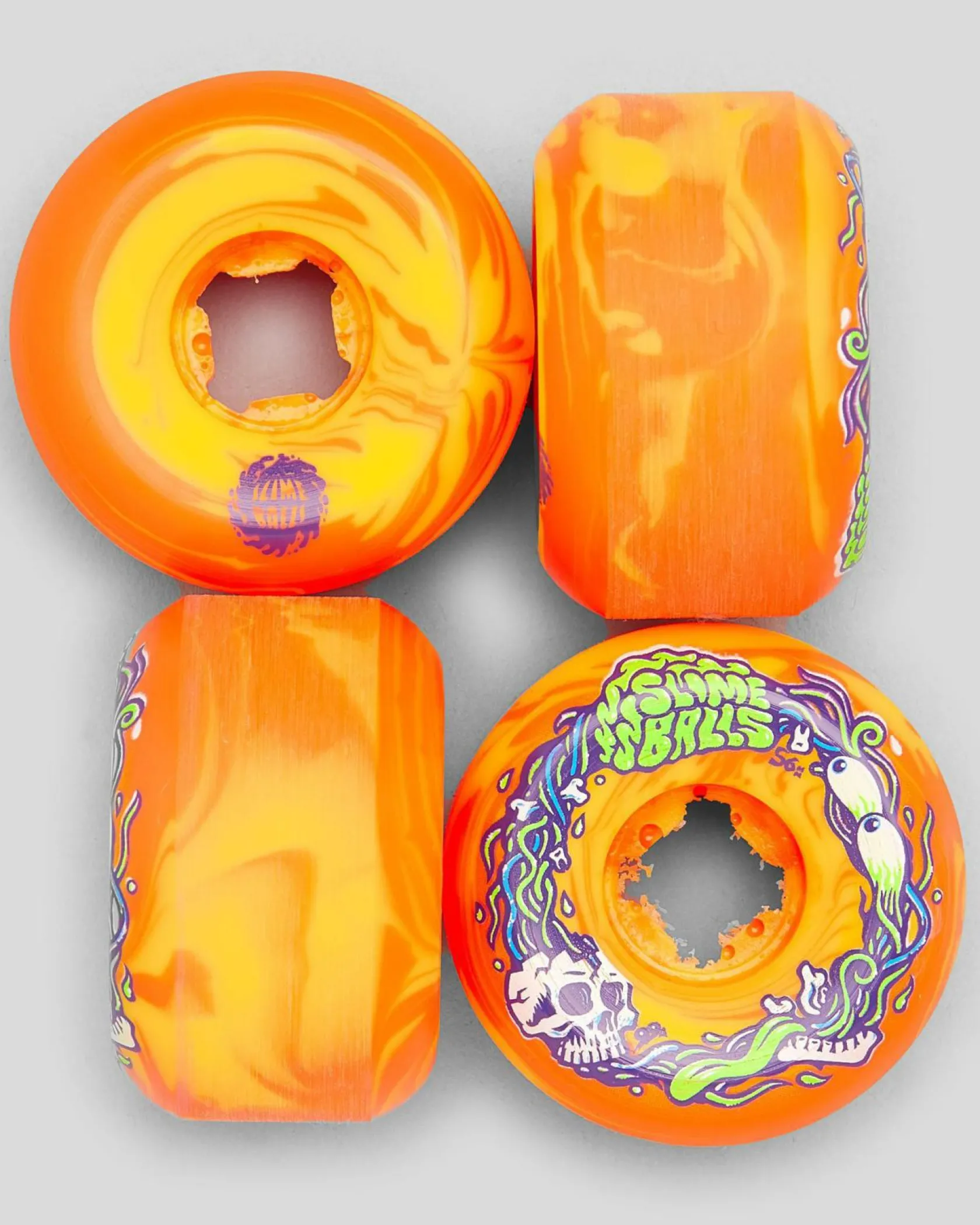 Slimeball Brains Speedballs 56mm Skateboard Wheels Orange/ Yellow New