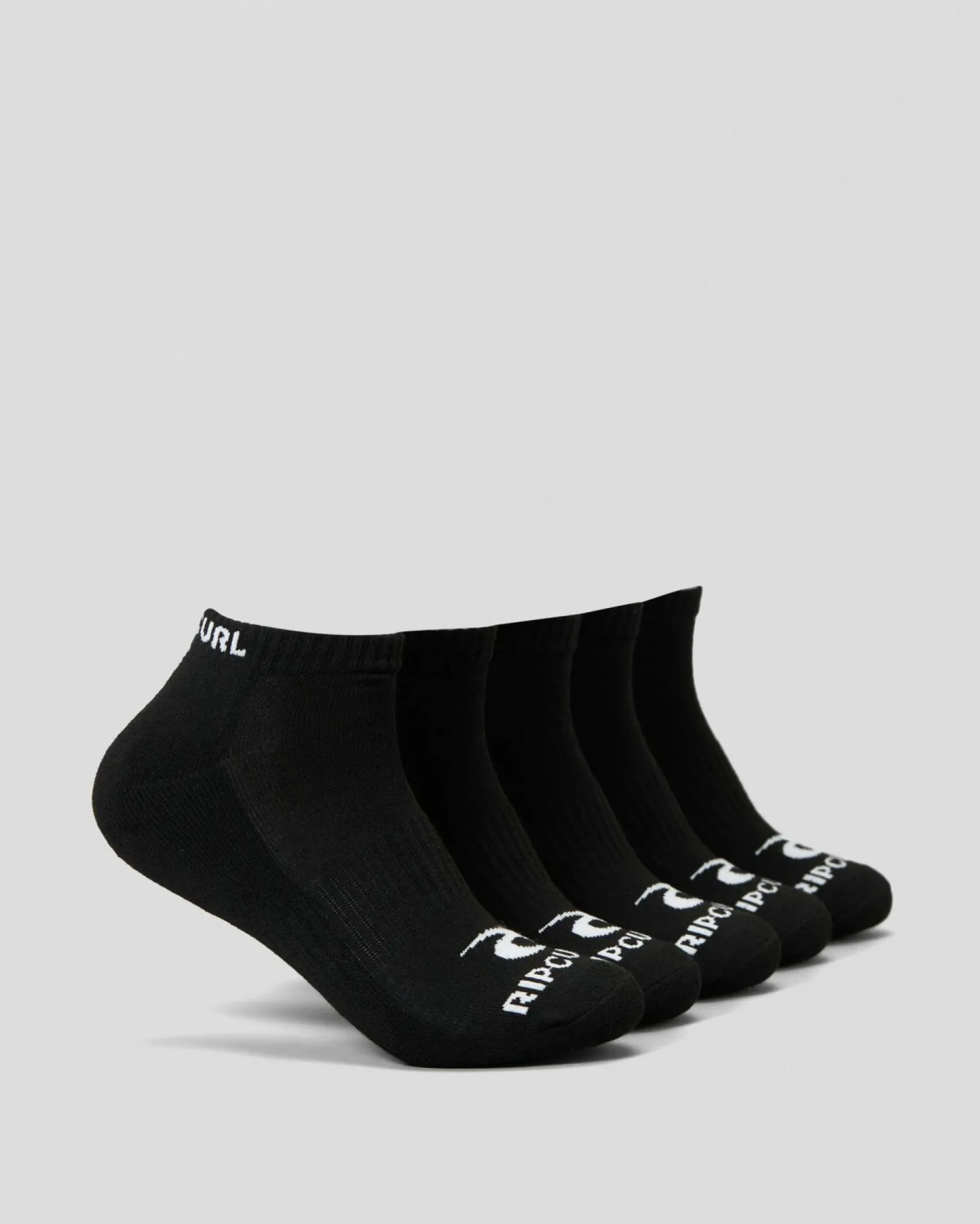 Rip Curl Brand Ankle Socks 5 Pack Black Best
