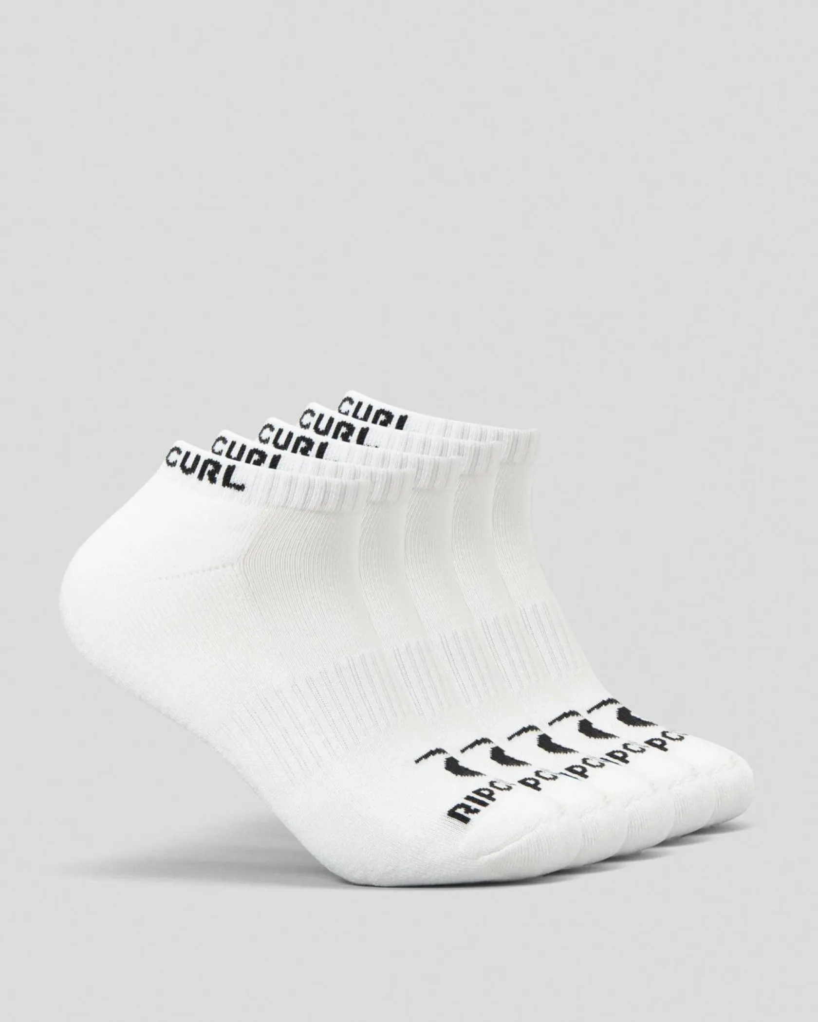 Rip Curl Brand Ankle Socks 5 Pack White New