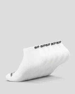 Rip Curl Brand Ankle Socks 5 Pack White New
