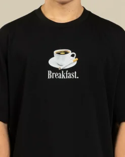 Threadheads Breakfast Coffee Oversized T-Shirt Black Outlet
