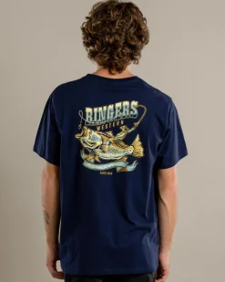 Ringers Western Buckin Barra Relaxed Fit T-Shirt Navy New