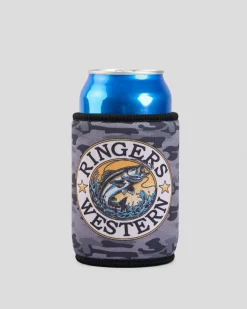 Ringers Western Buckin Barra Stubby Cooler Black Camo Best