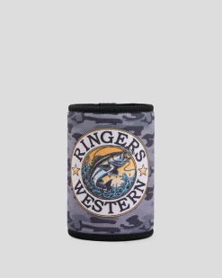 Ringers Western Buckin Barra Stubby Cooler Black Camo Best